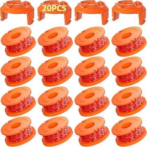 20 Pack WA0010 Trimmer String Compatible with Worx Weed Eater, 0.065" Autofeed Replacement Spool Trimmer Line for Worx Weed Eater (16 Line Spools + 4 Cap)