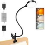 Glocusent 5W Clip on Light, 36LED Eye Caring Reading Light for Bed, 3 Colors & 5 Brightness Clip on Lamp with Adapter, Perfect Reading Light for Bed Lamp/Bunk Bed Light