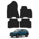 Hyundai Tucson (2015-2021) [Hook Fixing] [NON-HYBRID] Car Mats Accessories Tailored Fit Carpet Floor Mats Non Slip Black Trim Full Coverage Compatible Accessory Front Rear Anti Slip Granulated Backing
