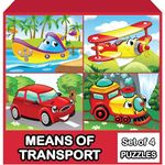 WONDRBOX Means of Transport Jigsaw Puzzles for Kids | Educational Toy for The Kids Age 3 and Above| Boost Memory Skills |12-Piece Jigsaw Puzzles for Kids (Means of Transport, Set of 4 Puzzles in Box)