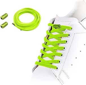 HooySprs No Tie Elastic Shoelaces,1 Pair Flat Shoelaces with Metal Buckles, Replacement, Shoe Laces for Sneakers Kids/Adults Adjustable Laces, Rubber Tieless Elastic-Green