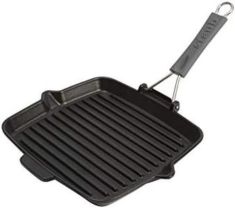 STAUB Sartén de hierro fundido con mango de silicona, Apta para inducción, Cuadrada de 24 cm, Negro