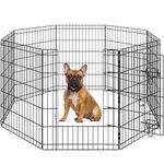 Yaheetech 8 Panel Metal Dog Playpen for Small Dogs/Puppy Foldable Small Animals Playpen Dog Pens Pet Fence Dog Cage Indoor Outdoor （76 cm H, Black