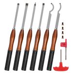 SIIIXS Full Size Carbide Wood Lathe Turning Tool Kit with Wooden Box, 6pcs 18" Professional Carbide Lathe Tools Including Swan Neck Hollower, Rougher, Finisher, Beech Handle with Rubber