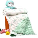 MOM'S HOME Organic Cotton Baby Quilt | 100 * 150cm | 0-5 Years (Green Tiger) (Lightweight, Breathable)