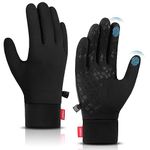 Lapulas Winter Thin Thermal Gloves, Touch Screen Anti-Slip Lightweight Gloves Liners Black Running Gloves for Men Women Outdoor Sports Cycling Driving Biking Hiking