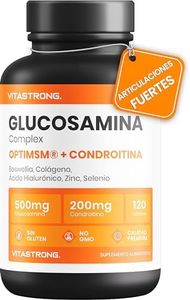 GLUCOSAMINA CONDROITINA MSM Vitastrong - OptiMSM®, COLLinstant® Colágeno y Acido Hialuronico, Boswellia, Zinc, Selenio y Manganeso - Alta Dosificación - Fórmula Eficaz