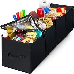 Trobo Trunk Organizer, Multipurpose Collapsible Car Storage Box With Insulated Cooler Compartments, X-Large Leak-proof Auto Grocery Bag Holder For Hot Or Cold Food, Truck, Van, SUV, Travel Accessories