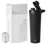 Simple Modern Stainless Steel Shaker Bottle with Ball 24oz | Metal Insulated Cup for Protein Mixes, Shakes and Pre Workout | Rally Collection | Midnight Black