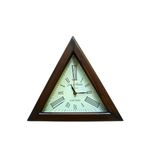 Regals Interiors Vintage Triangular Wooden Wall Clock Style Deep Glass Roman Number for Home, Hall, Office Decoration (12 Inch)