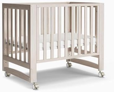 MAMAZING EvoNest Baby Crib, 6 in 1 Convertible Mini Crib with Wheels, 100% New Zealand Pinewood Growing Bed, 4 Adjustable Mattress Heights