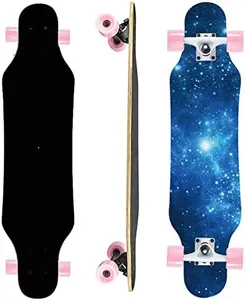 31IN Longboard Skateboards - Mini Long Boards for Adults, Teens and Kids. Cruiser Long Board (Sky)