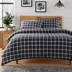 Olivia Rocco Easy Care Printed Duvet Cover Set 100% Polyester Breathable Stylish Comforter Reversible Quilted Bedding Bed Sets With Pillowcases BOSTON CHECK DUVET SET, GREY DOUBLE