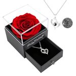 Preserved Rose Birthday Gifts For Women,Red Preserved Flowers Christmas Rose Gifts for Women,Fresh Real Rose Flower With Necklace for Mom,Grandma,Wife Gifts For Christmas,Thanksgiving