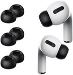 Lanwow Premium Memory Foam Tips for AirPods Pro & AirPods Pro 2nd Generation. No Silicone Eartips Pain. Anti-Slip Eartips. Fit in The Charging Case, 3 Pairs (Large, Black)