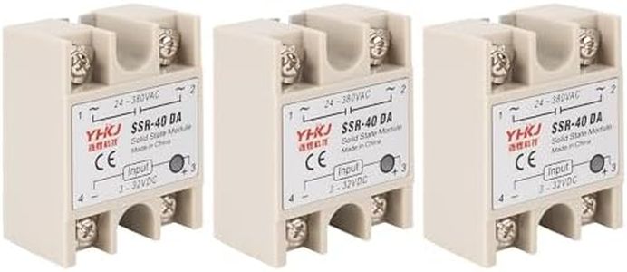BlueStars 3PCS Solid State Relay SSR-40DA DC to AC Input 3-32VDC Output 24-380VAC 40A Single Phase Semi-Conductor Relay Module - Pack of 3 - Control 3-32V DC Load 24-380V AC