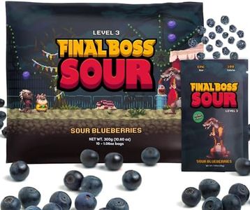 Final Boss Sour, Extremely Super Sour Gummy Candy, Blueberry, LvL 3, (1.06 Ounces Bags, 10 Bags) - Gummies Made with Dried Fruit, Free of Artificial Colors, Low Calorie Healthy Snack for Kids & Adults