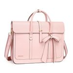 MOSISO Laptop Bag for Women, 13-14 inch PU Leather Laptop Shoulder Bag Convertible Backpack, 13.3 inch Messenger Bag Casual Handbag Work Briefcase Travel Computer Bag with Bowknot, Pink