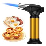 Kitchen Blow Torch with Safety Lock, Ankway Refillable Kitchen Butane Blowtorch Lighter, Adjustable Flame Culinary Torch for Creme Brulee Cooking Baking BBQ Grill DIY, Windproof, Yellow