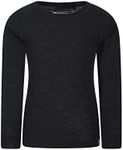 Mountain Warehouse Merino II Kids Round Neck Base Layer Top Black 9-10 Years