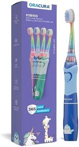 ORACURA® Sonic Lite Electric Battery Operated Toothbrush KSB100 Blue for Kids | 4 Vibrant Colours | With 3 Modes | 24,000 Strokes | IPX7 Waterproof | 2 Minutes Auto-Timer | Dupont Bristles