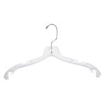 17 inch Clear Plastic Dress Hangers (Case of 20) - Features a Chrome Swivel Hook and Notched Shoulders - Perfect for Lightweight Fabrics and Can Be Used for Retail Stores