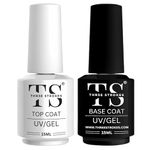 THR3E STROKES 2 Pcs 15Ml No Wipe Gel Top Coat And Base Coat Set - Soak Off Led Nail Lamp Gel Base Top Coat Finish Nail Art Design For Women. (Requires Uv Light)(Machine Se Sukhengi)