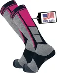 Pure Athlete Ski Socks Made in USA - Alpaca Wool Winter Weather Lightweight Socks for Skiing (XL, 2 Pairs - Neon Pink)