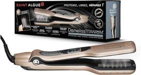 SAINT ALGUE Demeliss Titanium - Professional Titanium Wide Straightener with Steam Technology, for All Hair Types, Temperature from 150 ° to 230 °, 40 ml Water Tank - Gold/Black