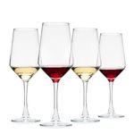 OUWO Wine Glasses Set of 4, 13.5oz Red & White Wine Glasses for Party, Long Stem Wine Glasses, Lead-Free, Ideal Wine Accessories Gift (Clear), 400ml