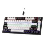 NEWMEN GM326 Mechanical Keyboard,Wired Gaming Keyboard,75 Percent TKL Hot Swappable Compact LED Backlit USB C Gaming Mechanical Keyboard with Knob for PC Win Mac,QWERTY Layout,Black/White,Red Switches