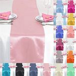 Time to Sparkle 10 Pack Satin Table Runners 12"x108"inch Chair Sashes Swags Wedding Party Table Decoration - Pink