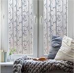 SUNBIRD Frosted Privacy Window Films, Static Cling Vinyl Adhesive Sun UV Blocking Removable Window Covering Translucent Sticker for Home Office Security & Decorative (Bamboo_Opaque, 24 X 78 Inch)