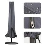 RICHIE Garden Parasol Cover for Garden Umbrella Covers Fit 2.5 to 4m Diameter Parasols 190x25x50cm Waterproof 600D Oxford PVC Coating with Heavy-duty Zip and Adjustable Drawstring Cord at Bottom,Grey