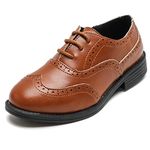 DADAWEN Boy's Classic Lace-Up Oxfords Brogue Dress Shoes Brown 9.5 UK Child