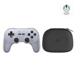 8Bitdo Pro 2 Wireless Bluetooth Controller with Travel Case, Hall Effect Joystick Update, Retro Gamepad for Switch, PC, Android, and Steam Deck & Apple (Gray Edition)