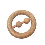 Baby Teether Wooden Teething Set Natural Beech Wood for Girl and Boy Chew Toy Infant Training Organic Montessori Toys Rattle (Ring rattle)