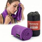 Rainberg Microfiber Towel (180x90cm), Large Gym Towel, Quick Dry Towel – Fast Drying, Super Absorbent, Ultra Compact, Lightweight, Great for Camping, Gym, Beach & Swimming (Purple)