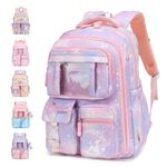 Girls Backpack for School Bookbag Kids Cute Waterpoof Backpack Elementary Students Book Bag Grades 1 to 4 (Diamond Purple)