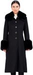 Vince Camuto Winter Coats, Women Single-Breasted Fur Collar Cuffed Womens Jacket, Black-XXL