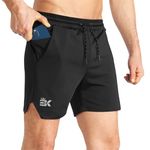 BROKIG Men's Lightweight Gym Shorts, Quick Dry Sport Workout Training Fitness Running Shorts Men with Zip Pocket (S, Black)