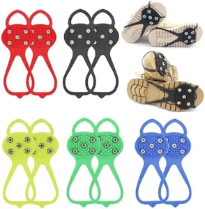 2025 Upgraded Universal Non-Slip Gripper Spikes – 5-Tooth Silicone Traction Cleats for Shoes, Anti-Slip Ice & Snow Grips for Hiking, Walking, Climbing & Fishing