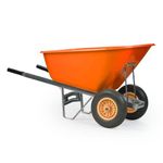 KCT 200L XL Twin Wheel Wheelbarrow Orange - Heavy Duty Garden/Stable Yard/Builders Barrow with Puncture Proof Tyres