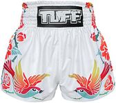 Tuff Sport Muay Thai Shorts Boxing Shorts Traditional Styles MMA Workout Kickboxing Training (M, TUF-MS618-WHT)