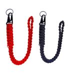 Heavy Duty Paracord Lanyard Keychain,2 Pcs Necklace Hook Whistles Wrist Strap,Paracord Lanyard Braided Keychain Lanyard Parachute Rope Necklace Keychains with Metal Clip and Key Ring,Red+Black