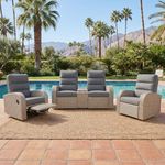 LayinSun Oversized 3 Pieces Wicker Outdoor Recliner Loveseat with Adjustable Backrest & Footrest, Patio Reclining Lounge Sofa