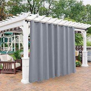BONZER Outdoor Curtains for Patio Waterproof, Thermal Insulated Weighted Blackout Blinds, Privacy Indoor/Outside Grommet Drapes for Porch, Pergola, Cabana, Backyard, 1 Panel, 150W x 108L inch, Sliver