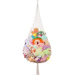 Stuffed Animal Storage Toy Hammock for Ceiling, Stuffy Hammock Net for Plush Toys, Stuffies, Plushies Organizer Boho Decor for Kids Bedroom, Playroom, Preschool, Large