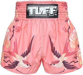 Tuff Sport Muay Thai Shorts Boxing Shorts Traditional Styles MMA Workout Kickboxing Training (XL, TUF-MS618-PNK)