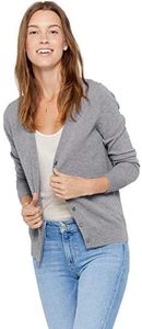 State Cashmere Button Front V-Neck Cardigan - Long Sleeve Sweater for Women Made with 100% Pure Cashmere Sourced from Inner Mongolia Goats - Soft, Lightweight & Versatile - (Heather Grey, Medium)